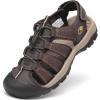 FLARUT Men’s Athletic Sandals – Closed Toe Sport Hiking & Outdoor Walking Water Sandals with Anti-Slip Cushioning and Breathable Mesh(F-brown)