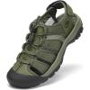 FLARUT Men’s Athletic Sandals – Closed Toe Sport Hiking & Outdoor Walking Water Sandals with Anti-Slip Cushioning and Breathable Mesh(F-green)