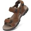FLARUT Men’s Athletic Sandals Sport Outdoor Hiking Sandals Open Toe Leather Walking Sandals Beach Water Shoes(A-brown)