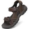 FLARUT Men’s Athletic Sandals Sport Outdoor Hiking Sandals Open Toe Leather Walking Sandals Beach Water Shoes(A-dark Brown)