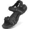 FLARUT Men’s Athletic Sandals Sport Outdoor Hiking Sandals Open Toe Leather Walking Sandals Beach Water Shoes(B-black)