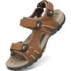 FLARUT Men’s Athletic Sandals Sport Outdoor Hiking Sandals Open Toe Leather Walking Sandals Beach Water Shoes(B-brown)