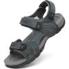 FLARUT Men’s Athletic Sandals Sport Outdoor Hiking Sandals Open Toe Leather Walking Sandals Beach Water Shoes(B-grey)