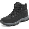 FLARUT Mens Snow Boots Insulated Fur Liner Winter Warm Hiking Shoes Walking Sneaker(M-black)