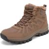 FLARUT Mens Snow Boots Insulated Fur Liner Winter Warm Hiking Shoes Walking Sneaker(M-brown)