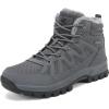 FLARUT Mens Snow Boots Insulated Fur Liner Winter Warm Hiking Shoes Walking Sneaker(M-grey)