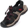 FLARUT Men’s Sport Sandals Outdoor Hiking Sandals Closed Toe Leather Athletic Lightweight Trail Walking Casual Sandals Water Shoes(C-black)