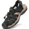 FLARUT Men’s Sport Sandals Outdoor Hiking Sandals Closed Toe Leather Athletic Lightweight Trail Walking Casual Sandals Water Shoes(E-black)