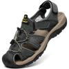 FLARUT Men’s Sport Sandals Outdoor Hiking Sandals Closed Toe Leather Athletic Lightweight Trail Walking Casual Sandals Water Shoes(E-gray)