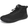 FLARUT Mens Womens Barefoot Snow Boots Winter Warm Shoes Fur Lined Wide Toe Box Zero Drop Ankle Sneakers(C-all Black)
