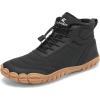 FLARUT Mens Womens Barefoot Snow Boots Winter Warm Shoes Fur Lined Wide Toe Box Zero Drop Ankle Sneakers(C-black)