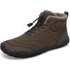 FLARUT Mens Womens Barefoot Snow Boots Winter Warm Shoes Fur Lined Wide Toe Box Zero Drop Ankle Sneakers(C-coffee)