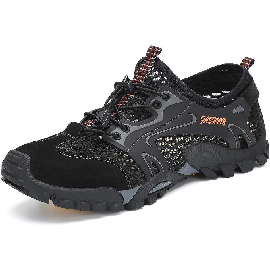 imageFLARUT Mens Sandals Barefoot Hiking Shoes Quick Dry Breathable Mesh Lightweight Outdoor Training Water Walking ShoesBblack