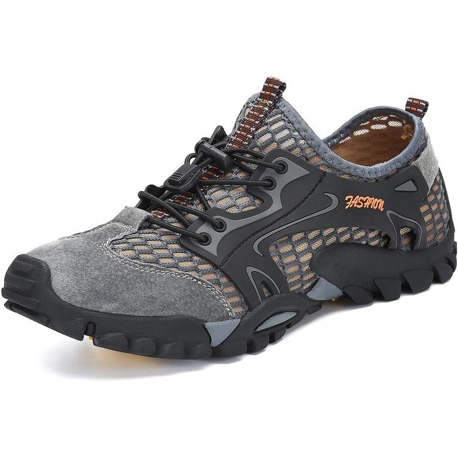 imageFLARUT Mens Sandals Barefoot Hiking Shoes Quick Dry Breathable Mesh Lightweight Outdoor Training Water Walking ShoesBgray