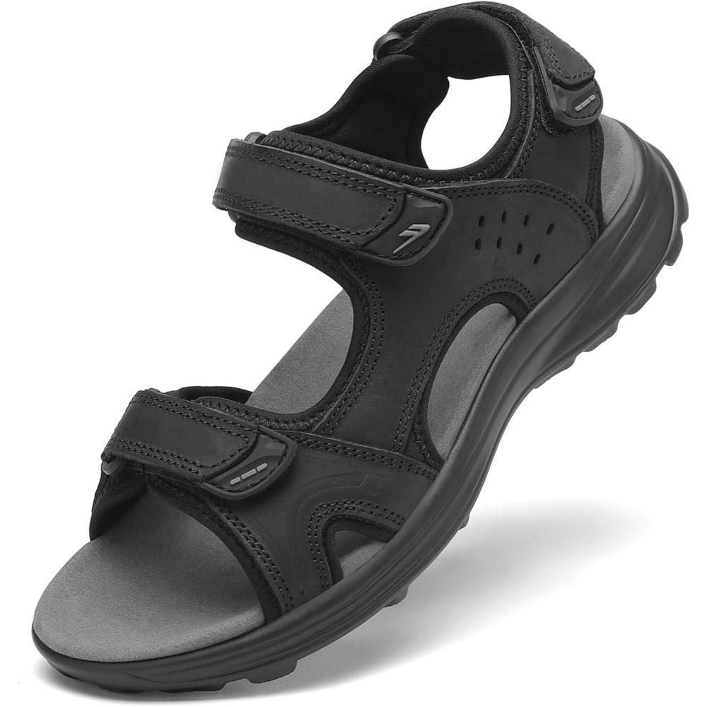 imageFLARUT Mens Sport Sandals Outdoor Hiking Sandal Open Toe Walking Sandals for Summer Beach Water ShoesBlackc