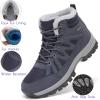 FLARUT Mens Snow Boots Insulated Fur Liner Winter Warm Hiking Shoes Walking Sneaker(M-blue)