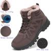 FLARUT Mens Snow Boots Insulated Fur Liner Winter Warm Hiking Shoes Walking Sneaker(M-dark Brown)