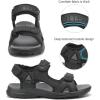 FLARUT Men’s Athletic Sandals Sport Outdoor Hiking Sandals Open Toe Leather Walking Sandals Beach Water Shoes(Black-b)
