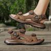 FLARUT Men’s Athletic Sandals Sport Outdoor Hiking Sandals Open Toe Leather Walking Sandals Beach Water Shoes(Brown-a)