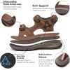 FLARUT Men’s Athletic Sandals Sport Outdoor Hiking Sandals Open Toe Leather Walking Sandals Beach Water Shoes(Brown-a)
