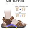 FLARUT Men’s Athletic Sandals Sport Outdoor Hiking Sandals Open Toe Leather Walking Sandals Beach Water Shoes(Brown-a)