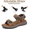 FLARUT Men’s Athletic Sandals Sport Outdoor Hiking Sandals Open Toe Leather Walking Sandals Beach Water Shoes(Brown-b)