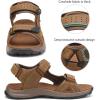 FLARUT Men’s Athletic Sandals Sport Outdoor Hiking Sandals Open Toe Leather Walking Sandals Beach Water Shoes(Brown-b)