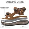 FLARUT Men’s Athletic Sandals Sport Outdoor Hiking Sandals Open Toe Leather Walking Sandals Beach Water Shoes(Brown-b)