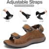 FLARUT Men’s Athletic Sandals Sport Outdoor Hiking Sandals Open Toe Leather Walking Sandals Beach Water Shoes(Brown-c)