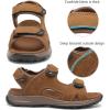 FLARUT Men’s Athletic Sandals Sport Outdoor Hiking Sandals Open Toe Leather Walking Sandals Beach Water Shoes(Brown-c)