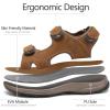 FLARUT Men’s Athletic Sandals Sport Outdoor Hiking Sandals Open Toe Leather Walking Sandals Beach Water Shoes(Brown-c)