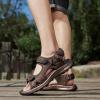 FLARUT Men’s Athletic Sandals Sport Outdoor Hiking Sandals Open Toe Leather Walking Sandals Beach Water Shoes(Dark Brown-a)