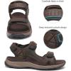 FLARUT Men’s Athletic Sandals Sport Outdoor Hiking Sandals Open Toe Leather Walking Sandals Beach Water Shoes(Dark Brown-b)