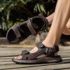 FLARUT Men’s Athletic Sandals Sport Outdoor Hiking Sandals Open Toe Leather Walking Sandals Beach Water Shoes(Dark Brown-b)