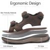 FLARUT Men’s Athletic Sandals Sport Outdoor Hiking Sandals Open Toe Leather Walking Sandals Beach Water Shoes(Dark Brown-c)