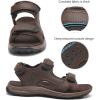 FLARUT Men’s Athletic Sandals Sport Outdoor Hiking Sandals Open Toe Leather Walking Sandals Beach Water Shoes(Dark Brown-c)