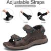 FLARUT Men’s Athletic Sandals Sport Outdoor Hiking Sandals Open Toe Leather Walking Sandals Beach Water Shoes(Dark Brown-c)