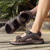FLARUT Men’s Athletic Sandals Sport Outdoor Hiking Sandals Open Toe Leather Walking Sandals Beach Water Shoes(Dark Brown-c)