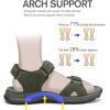 FLARUT Men’s Athletic Sandals Sport Outdoor Hiking Sandals Open Toe Leather Walking Sandals Beach Water Shoes(Green-a)