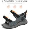 FLARUT Men’s Athletic Sandals Sport Outdoor Hiking Sandals Open Toe Leather Walking Sandals Beach Water Shoes(Grey-a)
