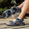 FLARUT Men’s Athletic Sandals Sport Outdoor Hiking Sandals Open Toe Leather Walking Sandals Beach Water Shoes(Grey-b)