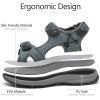 FLARUT Men’s Athletic Sandals Sport Outdoor Hiking Sandals Open Toe Leather Walking Sandals Beach Water Shoes(Grey-b)