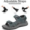FLARUT Men’s Athletic Sandals Sport Outdoor Hiking Sandals Open Toe Leather Walking Sandals Beach Water Shoes(Grey-c)