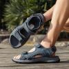 FLARUT Men’s Athletic Sandals Sport Outdoor Hiking Sandals Open Toe Leather Walking Sandals Beach Water Shoes(Grey-c)