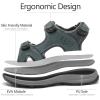 FLARUT Men’s Athletic Sandals Sport Outdoor Hiking Sandals Open Toe Leather Walking Sandals Beach Water Shoes(Grey-c)