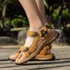 FLARUT Men’s Athletic Sandals Sport Outdoor Hiking Sandals Open Toe Leather Walking Sandals Beach Water Shoes(Yellow-a)