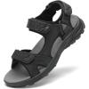 FLARUT Men’s Athletic Sandals Sport Outdoor Hiking Sandals Open Toe Leather Walking Sandals Beach Water Shoes(Black-b)
