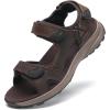 FLARUT Men’s Athletic Sandals Sport Outdoor Hiking Sandals Open Toe Leather Walking Sandals Beach Water Shoes(Dark Brown-b)