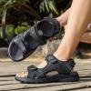 FLARUT Men’s Athletic Sandals Sport Outdoor Hiking Sandals Open Toe Leather Walking Sandals Beach Water Shoes(Black-c)