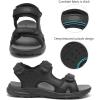 FLARUT Men’s Athletic Sandals Sport Outdoor Hiking Sandals Open Toe Leather Walking Sandals Beach Water Shoes(Black-c)